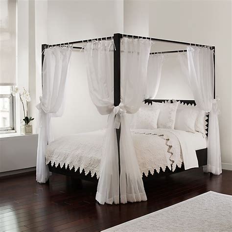 New classic martinique queen canopy bed with drapes in rubbed black 00 222 311q. Tie Sheer Bed Canopy Curtain Set in White | Bed Bath & Beyond