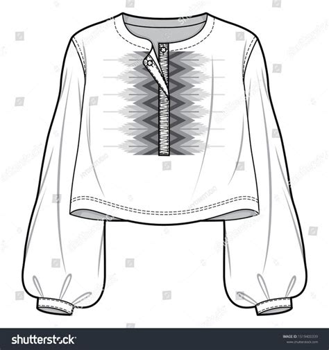 Blouse Fashion Flat Sketch Template Stock Vector Royalty Free