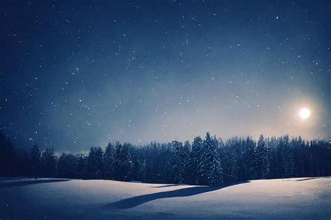 Premium Photo Fantastic Epic Magical Winter Forest Landscape And Moon