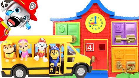 Paw Patrol Chase Drives The School Bus Playset To Learn Colors And Abcs