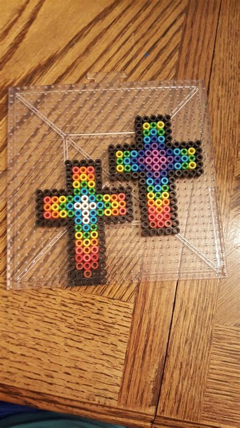 We believe in helping you find the product that is right for looking for something more? Perler Bead rainbow crosses. God bless! | Beaded cross ...