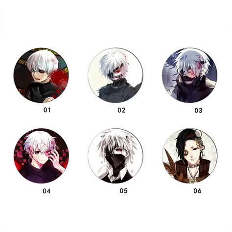 6pcsset Anime Tokyo Ghoul Badge Acrylic Cartoon Pins Kaneki Ken