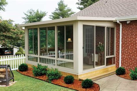 Enclosed Patio With Flat Roof And Furniture Outdoor Enclosed Patio