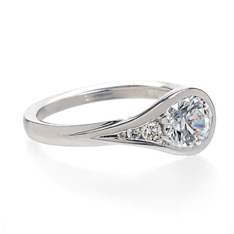 Sholdt Bezel Teardrop Diamond Engagement Ring Diamond Engagement