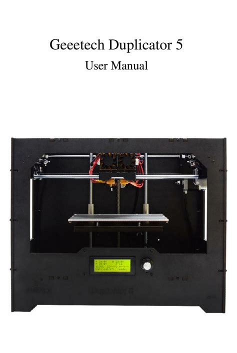 Geeetech Duplicator 5 User Manual Pdf Download Manualslib