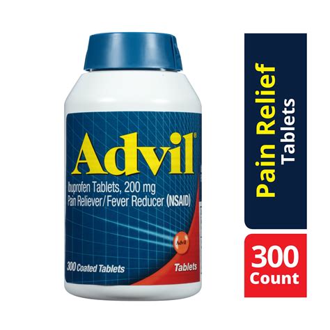 Advil 300 Count Pain Reliever Fever Reducer Coated Tablet 200mg