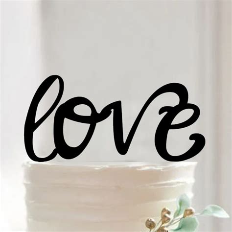 Love Black Acrylic Cake Topper Wedding Party Black Cake Toppers Bride Shower Cake Stand