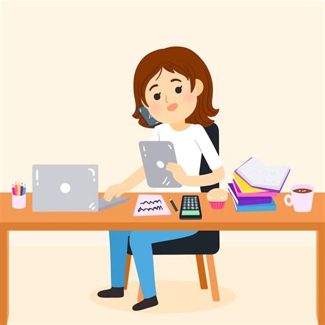 Free Vector Woman On Multitasking Concept