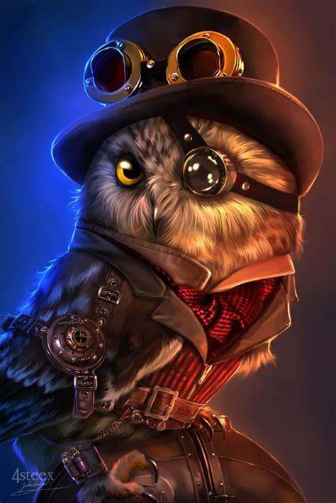 Steampunk Owl Art Print By 4steex Steampunk Animals Steampunk