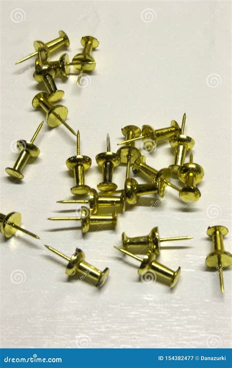 Gold Push Pins Stock Image Image Of Gold Push Sheet 154382477