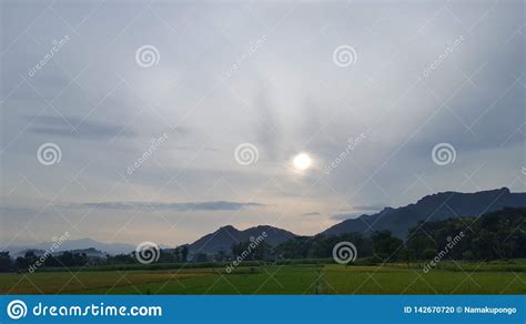 Beautiful Landscape In The Mountains At Sunrise Stock