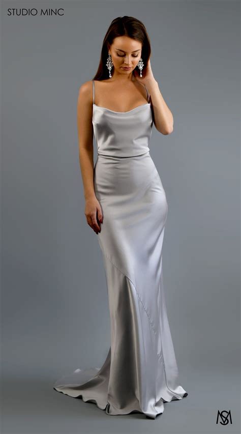Silver Cascade Luxe Silk Bridesmaid Dresses Simple Bridesmaid