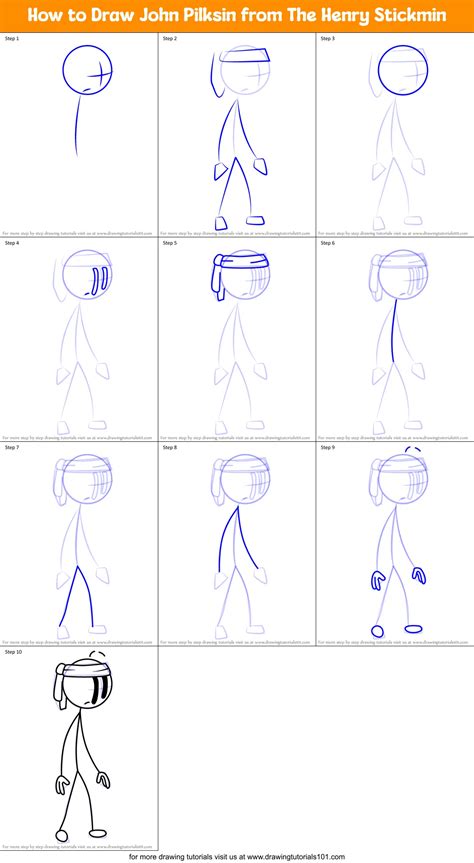 How To Draw John Pilksin From The Henry Stickmin Printable Step By Step