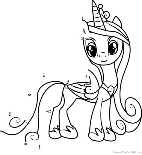 Princess Cadance My Little Pony Dot To Dot Printable Worksheet