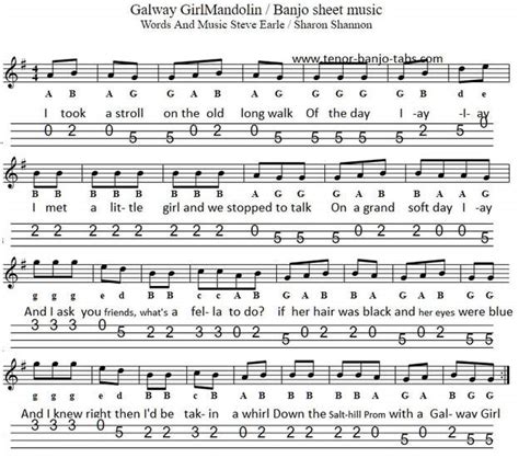 Galway Girl Mandolin Banjo Tab Tenor Banjo Tabs