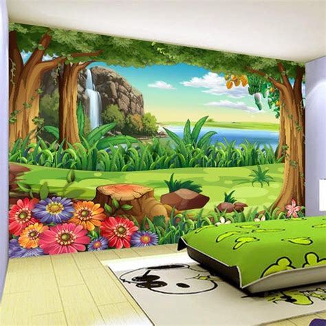 wallpaper children cartoon forest landscape photo wall