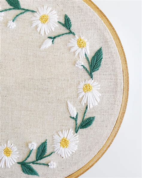 This Daisy Wreath Pdf Embroidery Pattern Is Now Available On Etsy Its