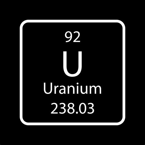 Uranium Symbol Chemical Element Of The Periodic Table Vector