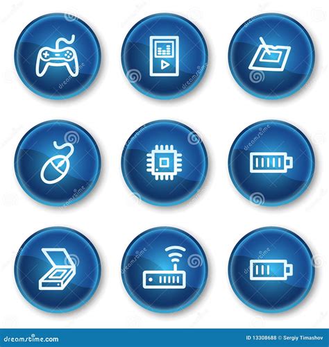 Electronics Web Icons Set 2 Blue Circle Buttons Royalty Free Stock