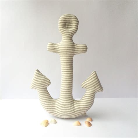 Anchor Linen Toy Plush Anchor Toy In Nautical Style Stripped