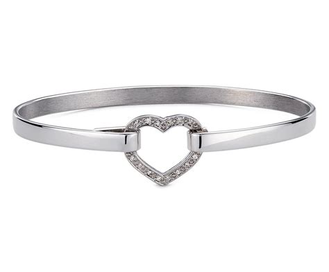 Heart Diamond Bracelet Jewelry Heart Shaped Jewelry Sterling Silver