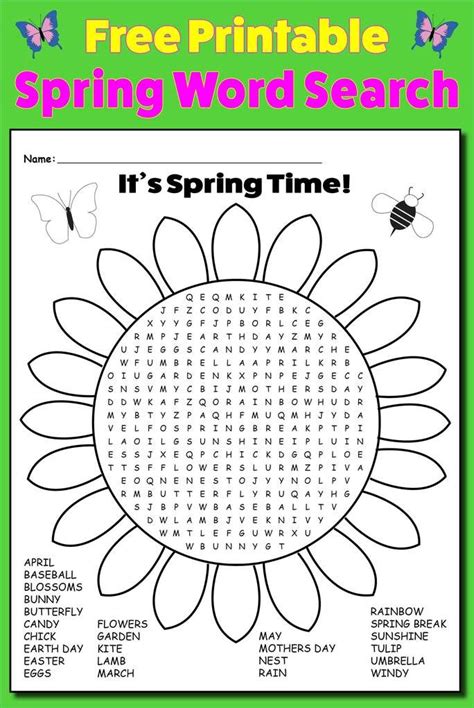 Printable Spring Word Search Spring Word Search Spring Words Games