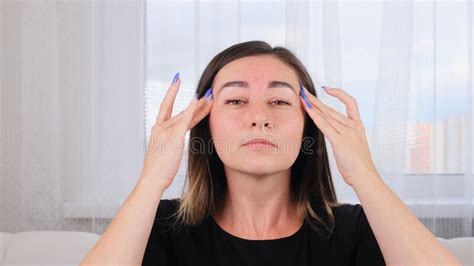 Facial Massage Attractive Female Makes Facial Massage Along The