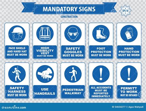 Set Of Mandatory Signs According To Din En Iso 7010 Cartoon Vector