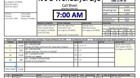 casper spreadsheet template  call sheets