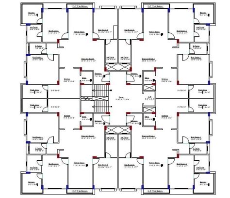 2 Bhk And 3 Bhk Apartment Cluster Layout Plan Cad Drawing Dwg File