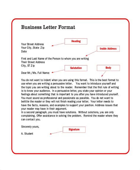 sample formal letter format