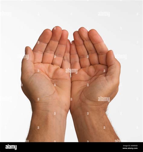 Close Up Studio Shot Of Man S Cupped Hands Stock Photo Alamy