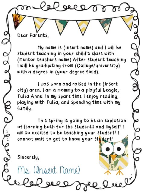 Sample Welcome Letter From Teacher To Parents