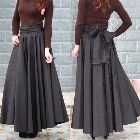 Autumn Long Skirts Womens Plus Size 7xl Cotton Black Solid A Line