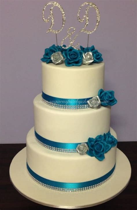 Teal And Silver Wedding Cake Decorated Cake By Sugar N Cakesdecor