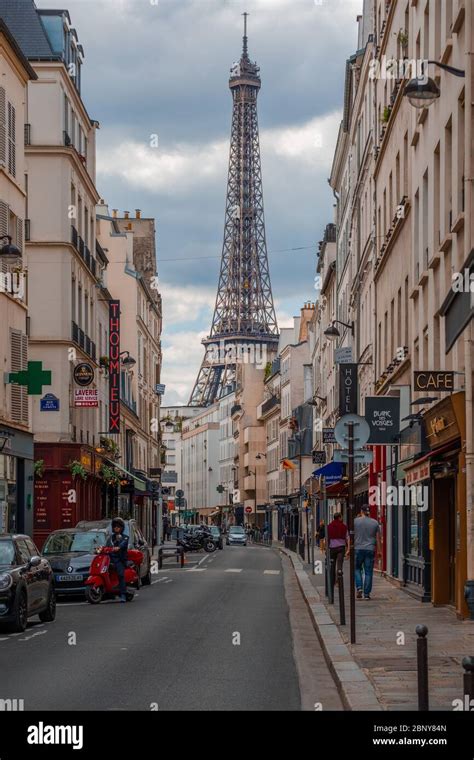 Rue Saint Dominique Paris Street Scene At Dusk Eiffel Tower In