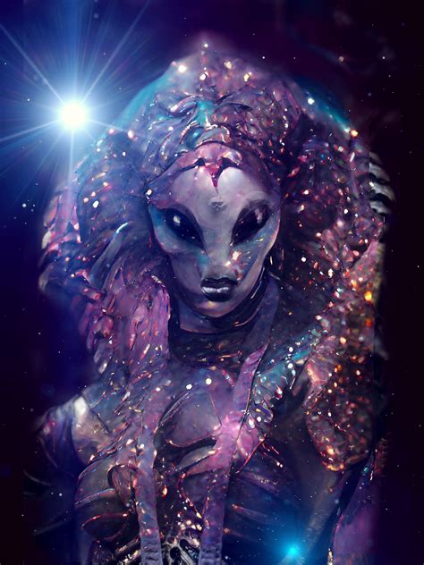 Sci Fi Egyptian Alien Queen Art Print Feminine Extraterrestrial Being