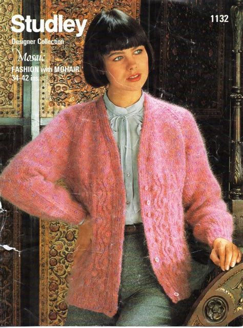 vintage womens mohair cardigan knitting pattern pdf ladies etsy