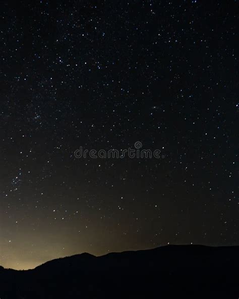 Amazing Star Night At Summer Time Over Okanagan Lake And Mountains
