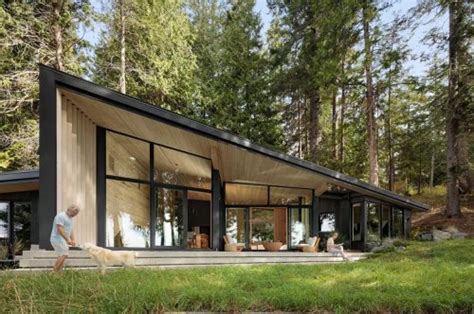 Angular Black Cabin In The Woods Of British Colombia Is The Peaceful