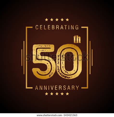 50th Golden Anniversary Logo Laurel Wreath Stock Vector Royalty Free