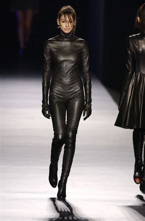 Costume National At Paris Fashion Week Fall 2003 Leather Fashion Leather Outfit Leather Catsuit