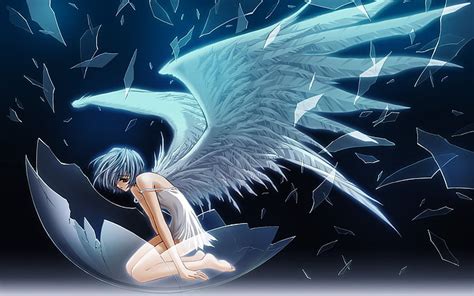 Hd Wallpaper Eggs Angel Anime Girls Wings One Person Sea Young