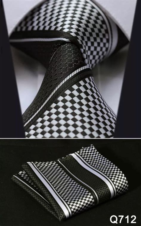Mens Coordinated Tie Set Black And White Check And Stripes In 2021
