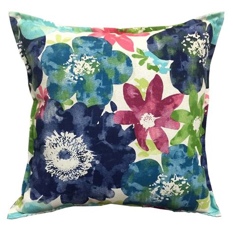 Allen Roth Blue Floral Square Throw Outdoor Decorative Pillow 15