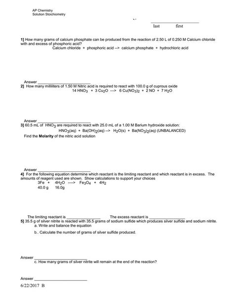 Limiting Reactant Worksheet A Helpful Guide To Mastering Chemistry