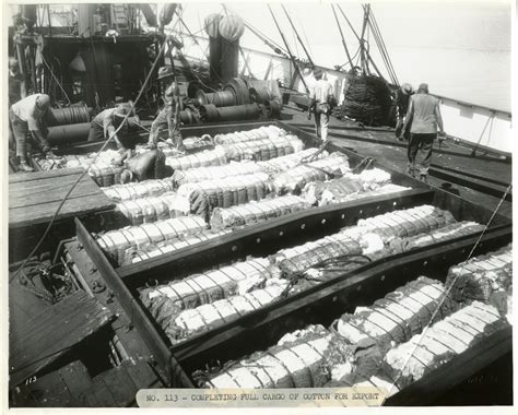 African American Workers Load Cotton Onto A Ship In Galveston Texas