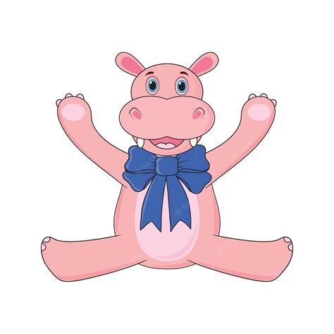 Premium Vector Hippo With Bow Standing On White Background In Vector