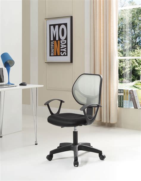 Hodedah Mesh Mid Back Adjustable Swiveling Task Chair Grey