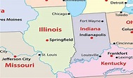 Mapa de Illinois - EUA Destinos